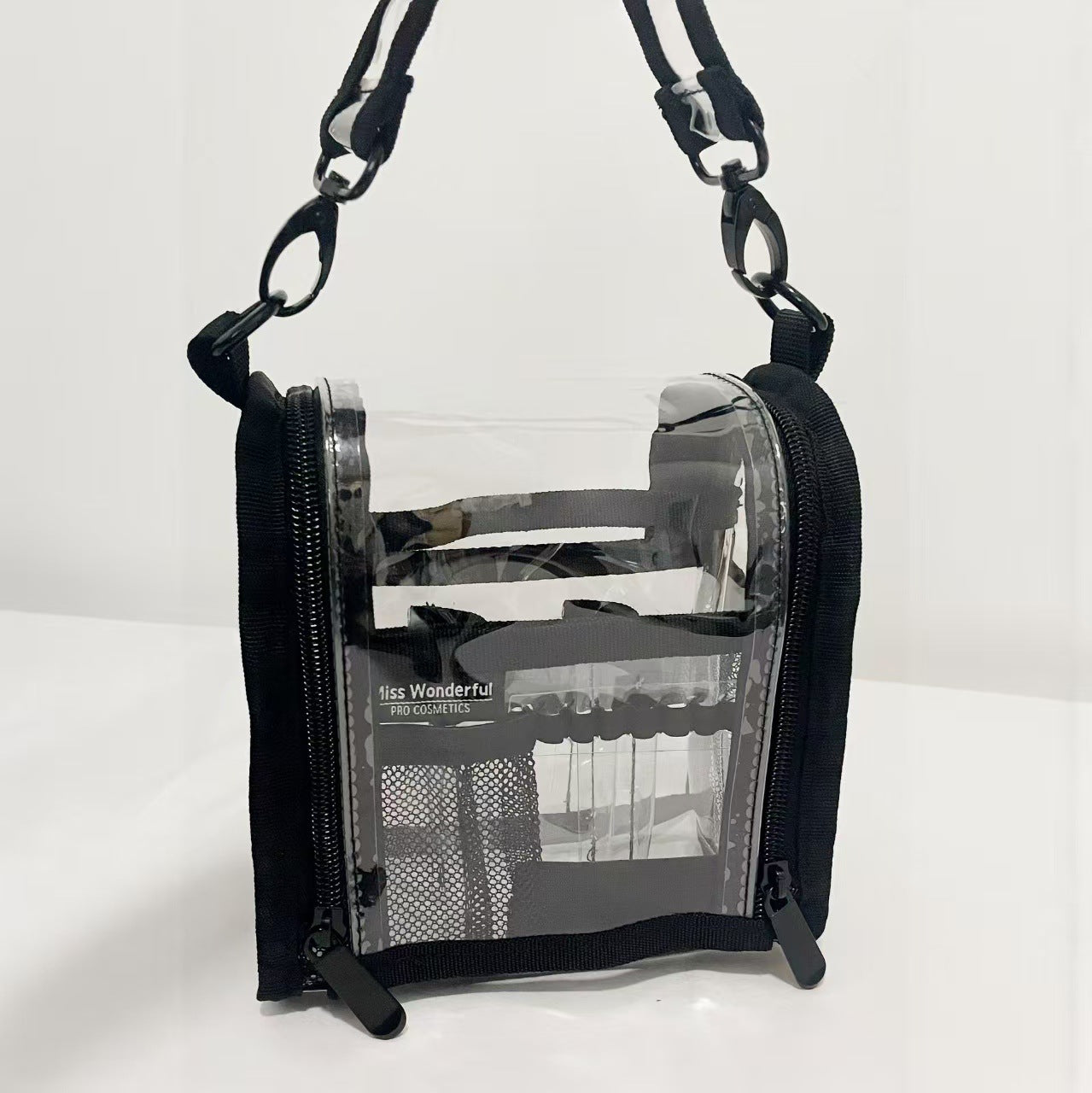 New Transparent PVC Double-layer Cosmetic Bag for Easy Storage