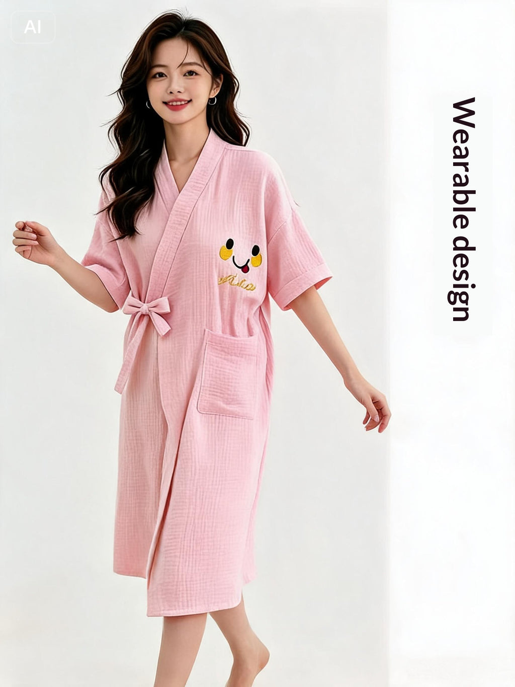 Cotton Bath Skirt Cartoon-themed Wearable Soft Bathrobe