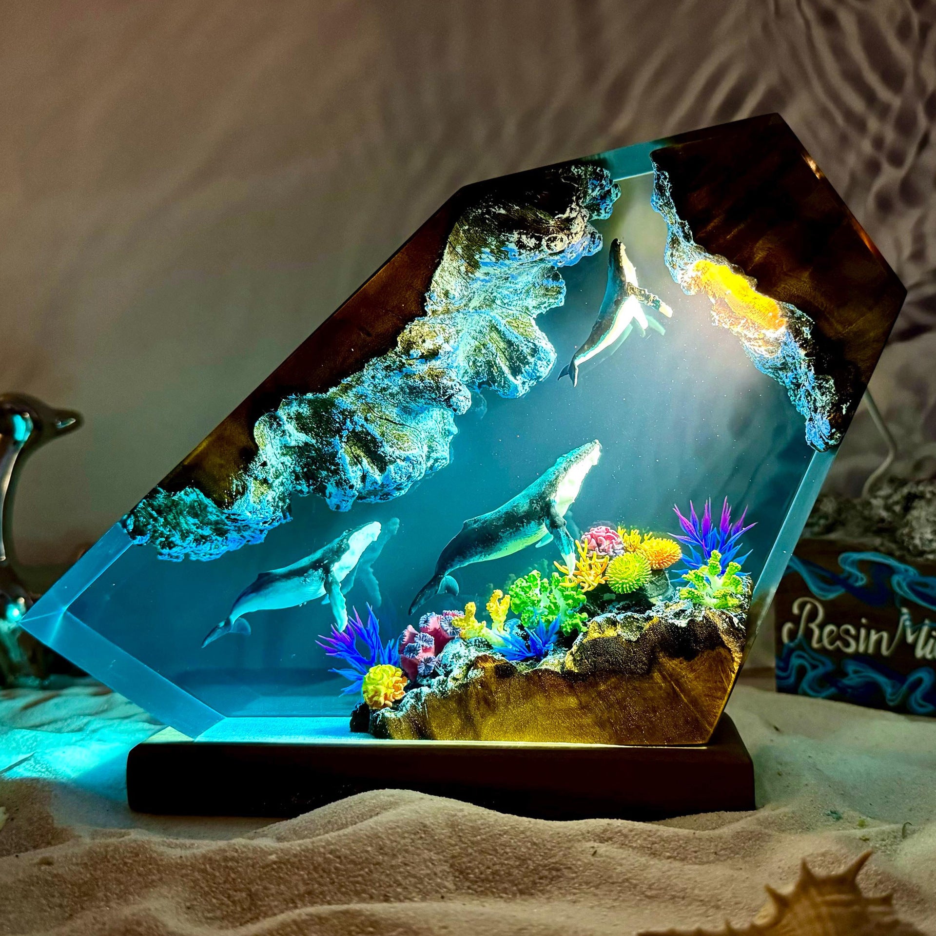 Humpback Whale Resin Wood Lamp - Unique Mood Lamp