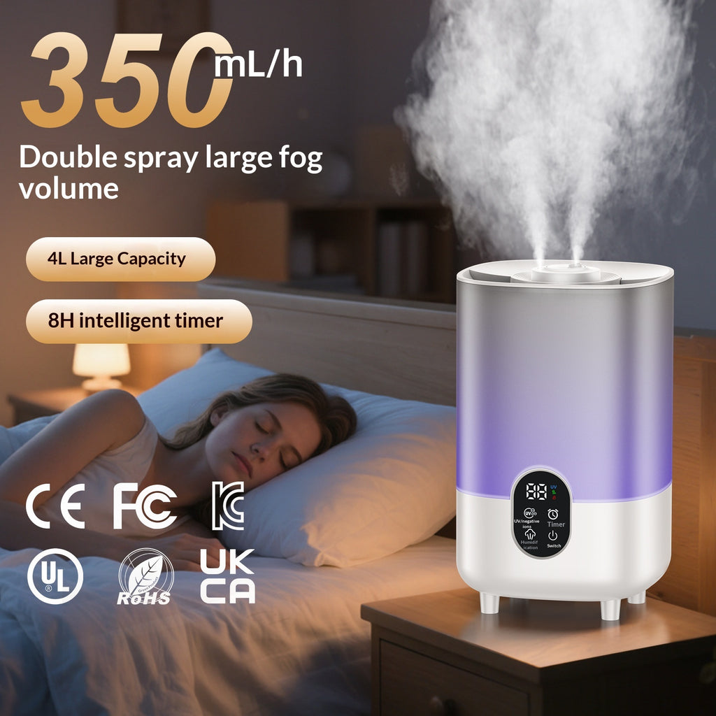 Household Dual-Spray Timed Humidifier for Optimal Comfort