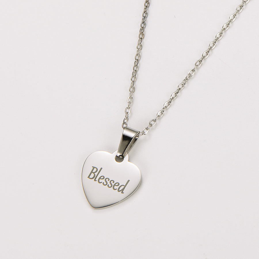 Simplified Stainless Steel Plated 18k Gold Heart Tag Necklace