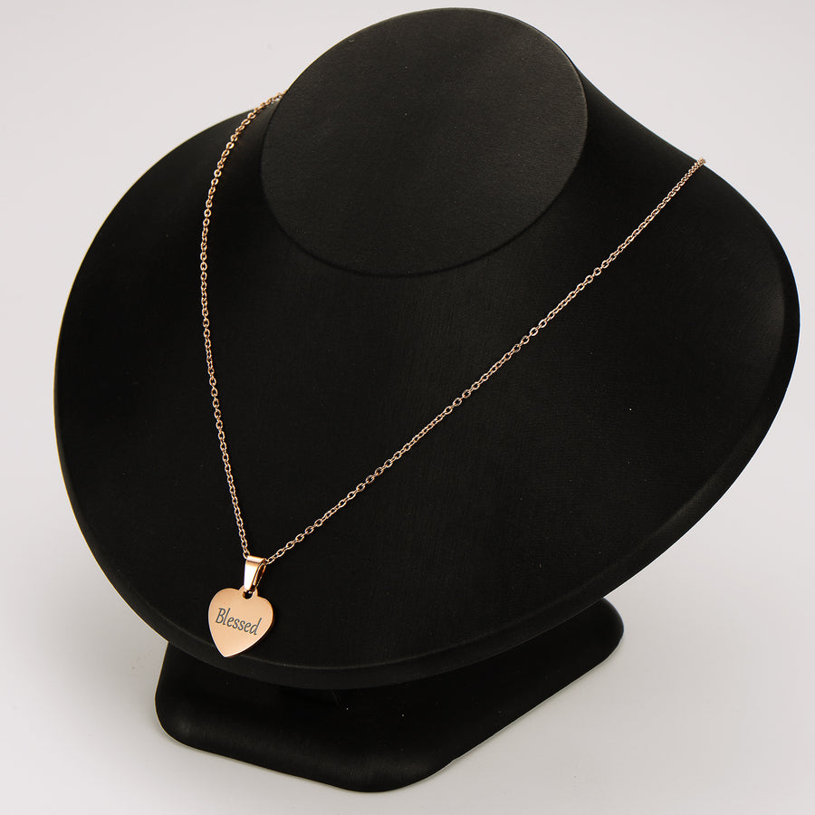 Simplified Stainless Steel Plated 18k Gold Heart Tag Necklace