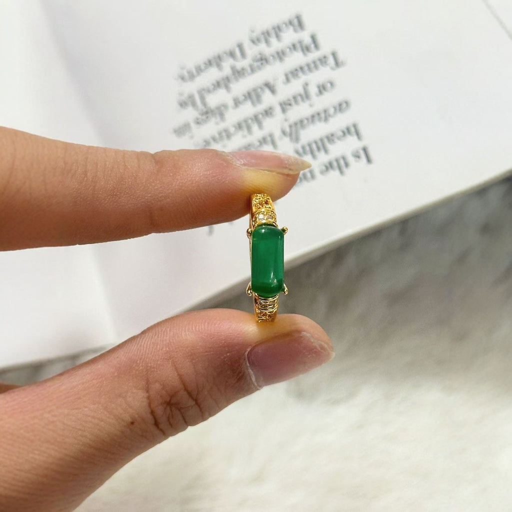 Natural Hetian Jade Cabochon Vintage End Design Ring