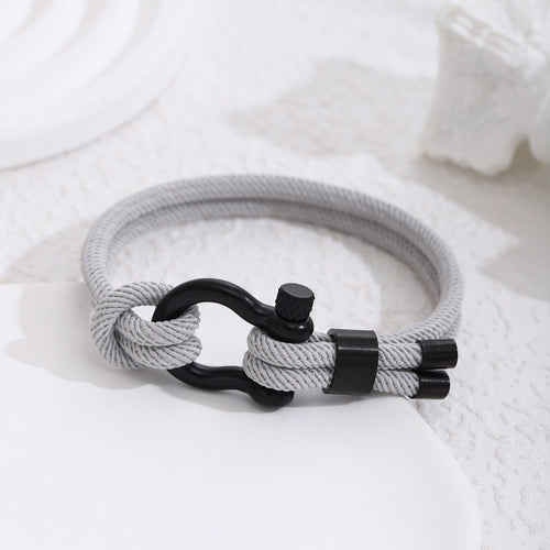 Stainless Steel Horseshoe Buckle Bracelet with Adjustable Milanese Loop