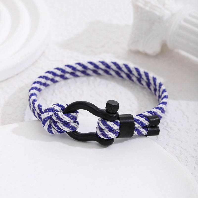 Stainless Steel Horseshoe Buckle Bracelet with Adjustable Milanese Loop
