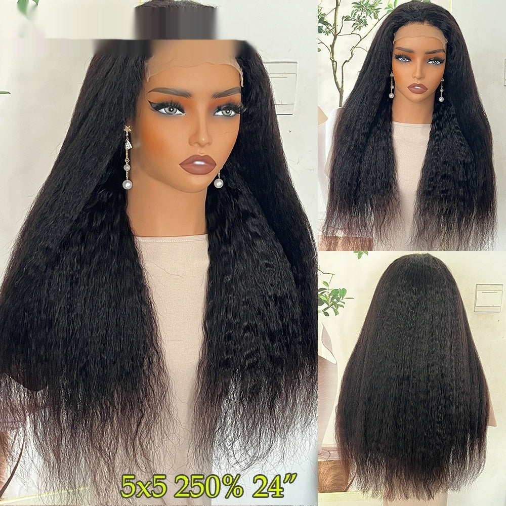 Womens Natural-color Human Hair Wig for Effortless Style