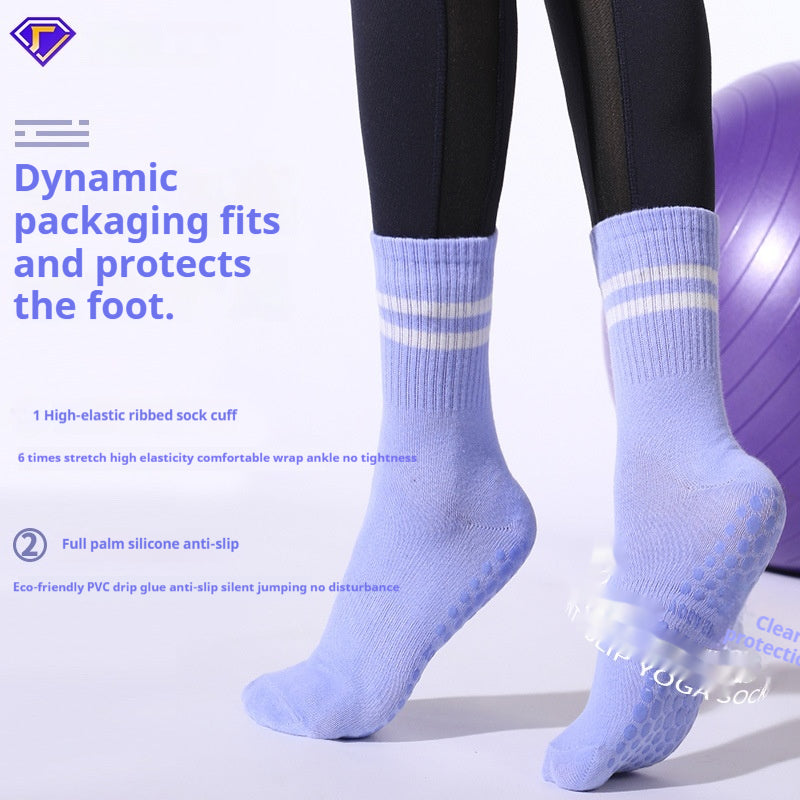 Pilates Mid Calf Exercise Socks with Sweat Towel Backed Sole