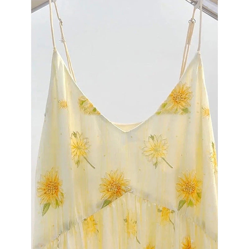 Yellow Floral-Print Dress with Mood-Setting Skirt
