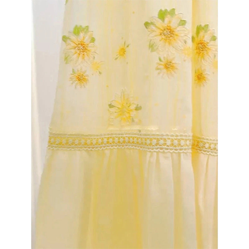 Yellow Floral-Print Dress with Mood-Setting Skirt