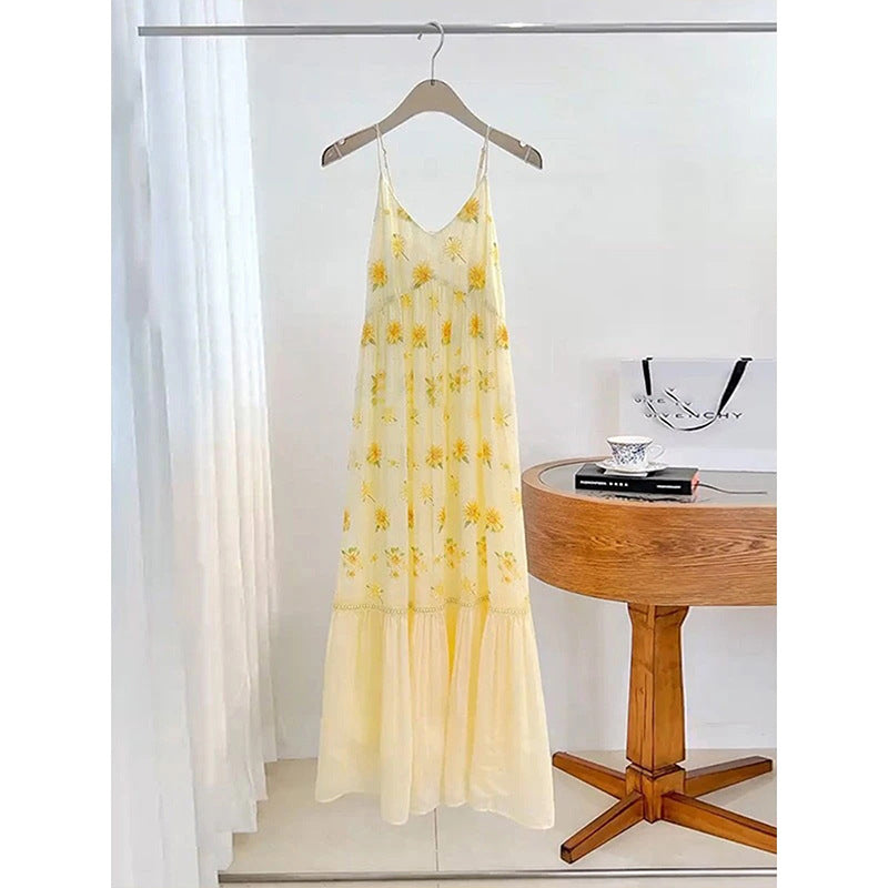 Yellow Floral-Print Dress with Mood-Setting Skirt