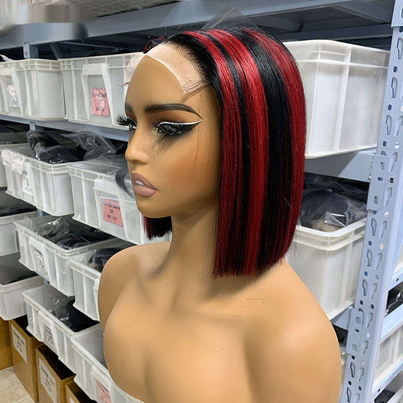 Womens Colorful BOB Glueless Human Hair Wig for Effortless Style