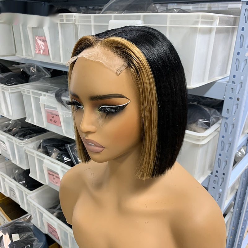 Womens Colorful BOB Glueless Human Hair Wig for Effortless Style