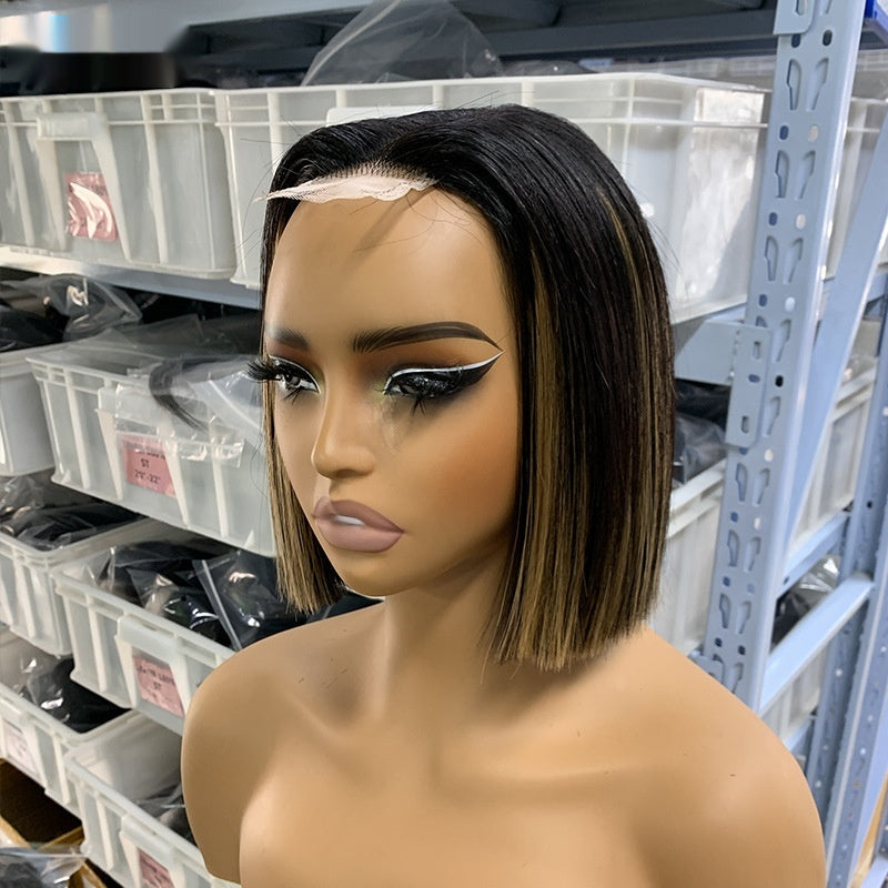 Womens Colorful BOB Glueless Human Hair Wig for Effortless Style