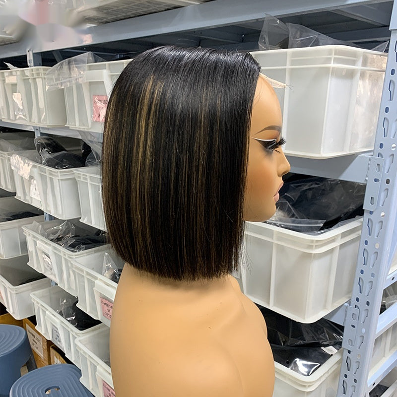 Womens Colorful BOB Glueless Human Hair Wig for Effortless Style