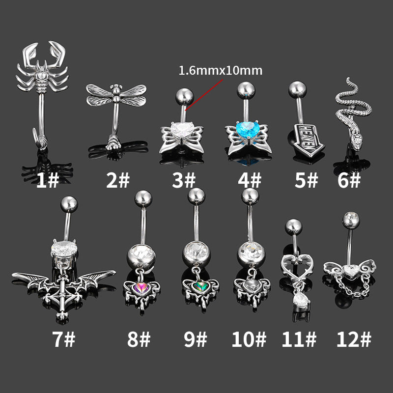 Jewelry Dragonfly Snake Scorpion Belly Button Stud