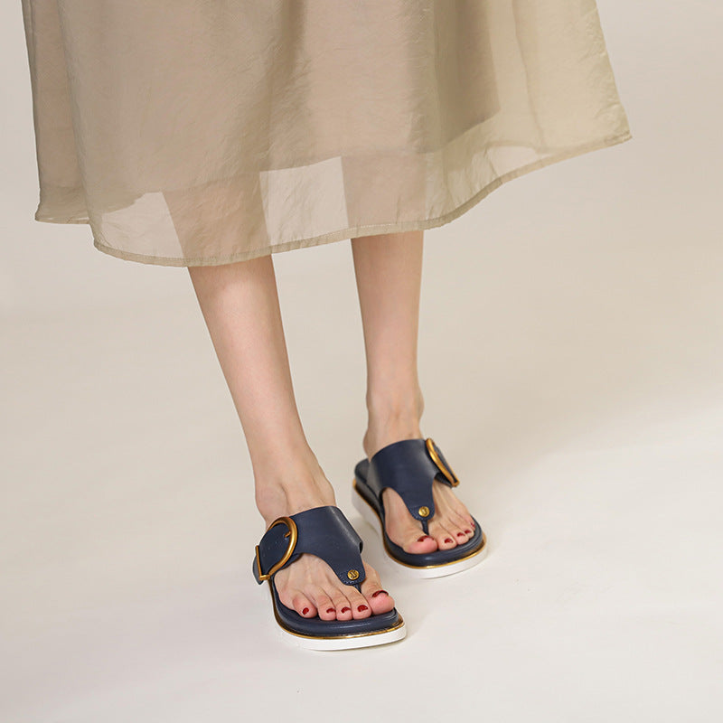 Simple Comfortable Soft-soled Non-slip Thick-sole Beach Flip-flops