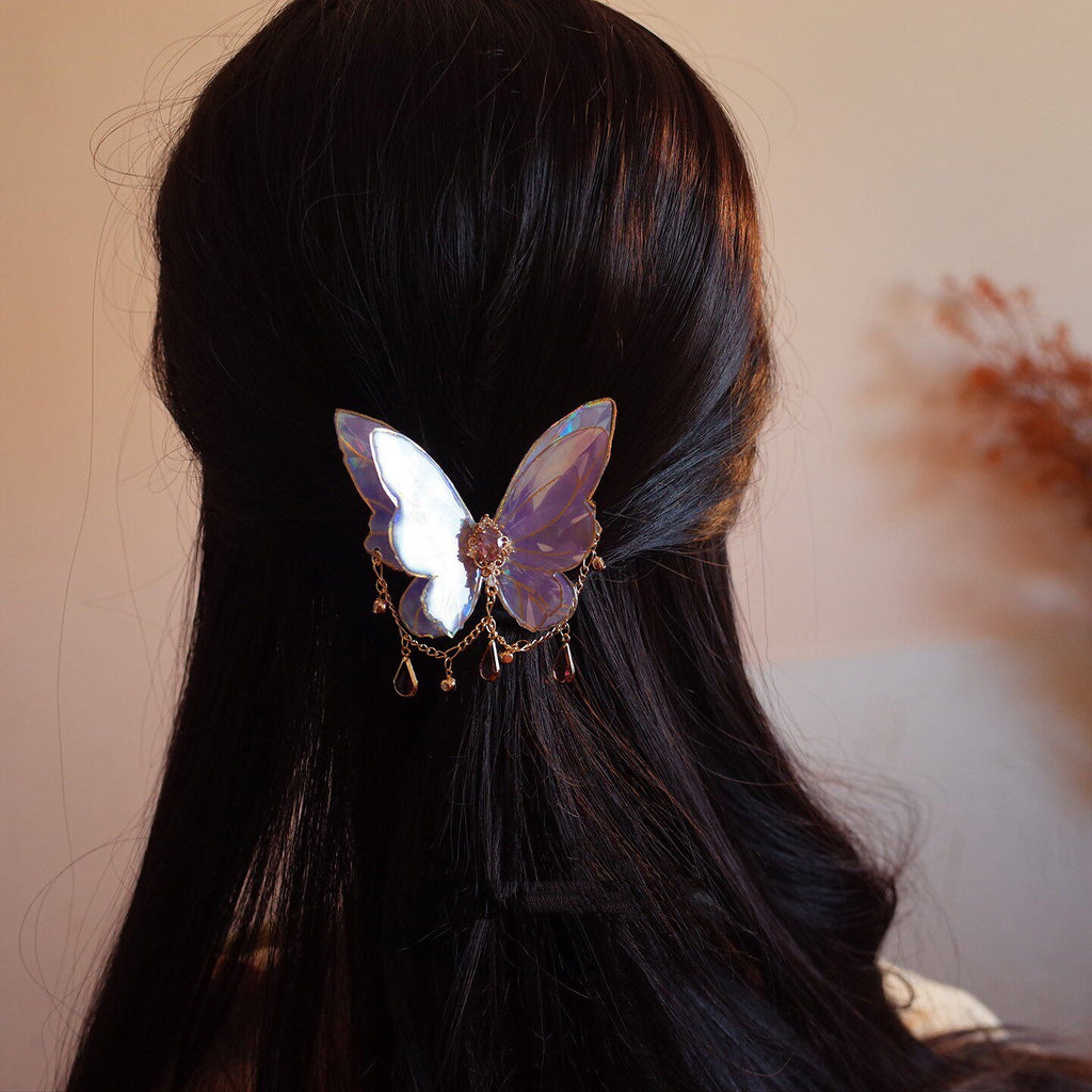 Retro Tassel-Decorated Purple Butterfly Hair Clip