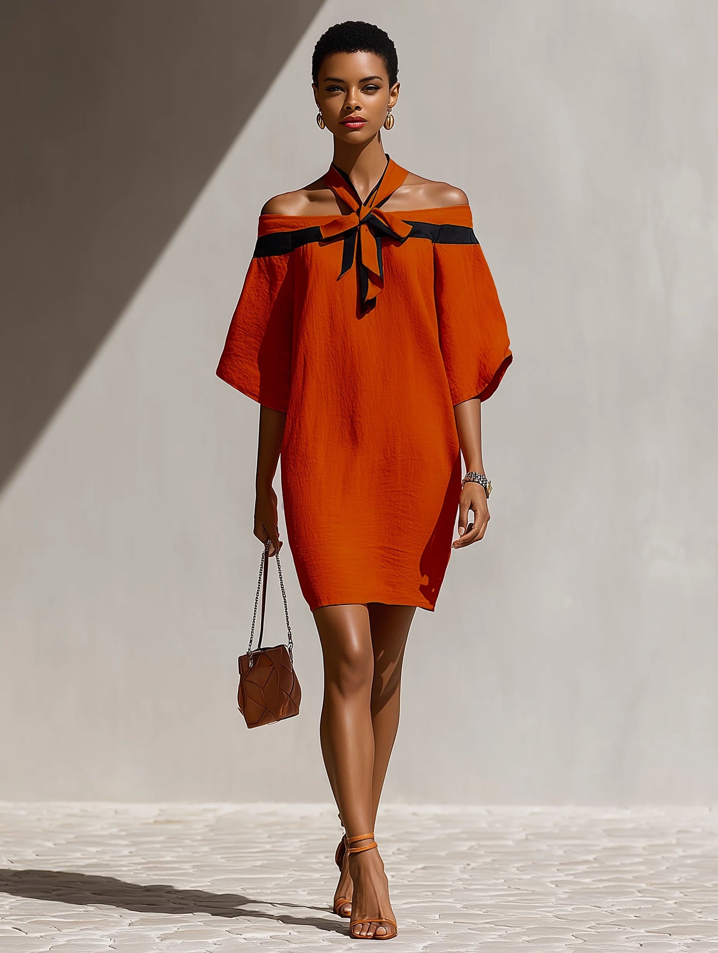 Elegant Off-Shoulder Bow-Neck Dress for Women