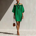 Elegant Off-Shoulder Bow-Neck Dress for Women