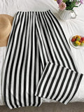 Red and White Striped Wide-Leg Pants for Casual Wear