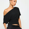 Girl-group-style Off-shoulder Batwing Sleeve Top
