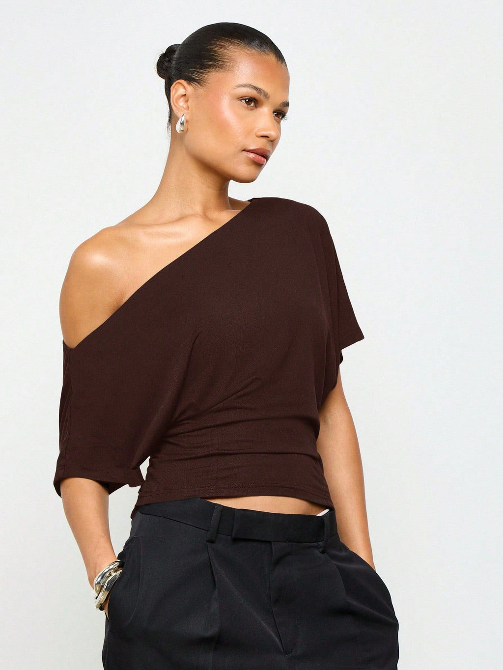Girl-group-style Off-shoulder Batwing Sleeve Top