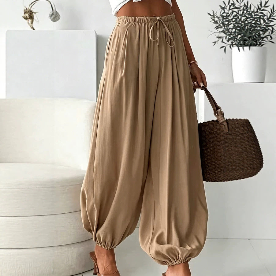 Womens Summer Elastic-Waist Ankle-Length Pants - Trendy Comfort