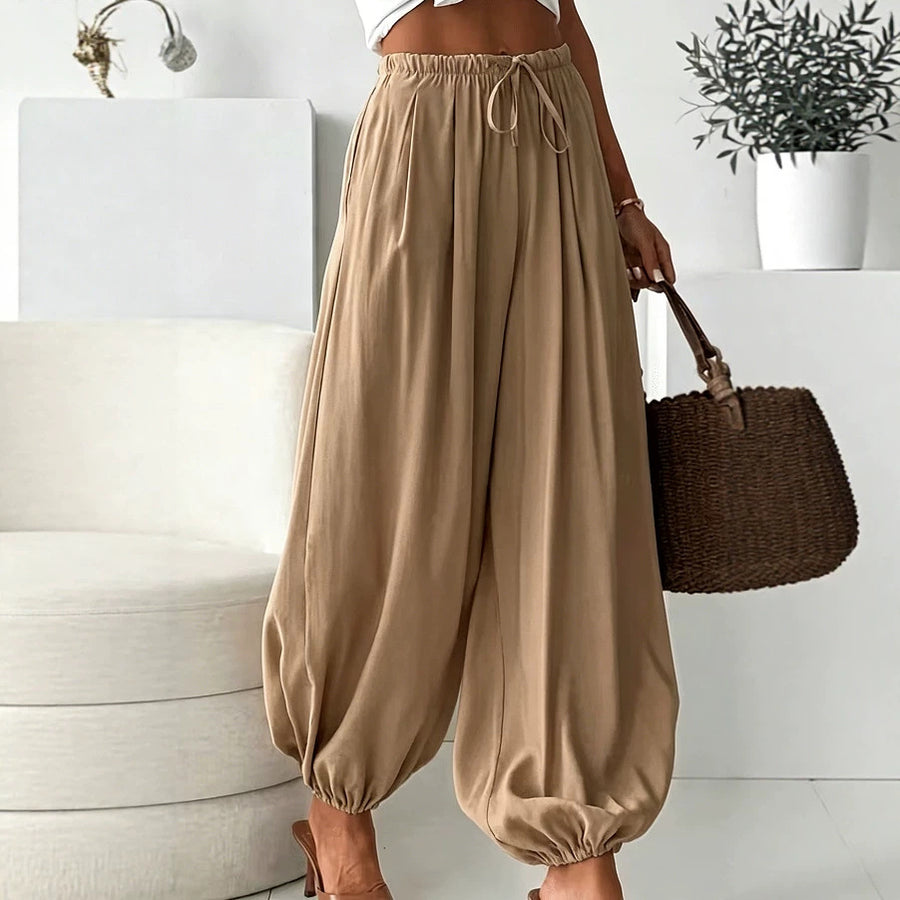 Womens Summer Elastic-Waist Ankle-Length Pants - Trendy Comfort