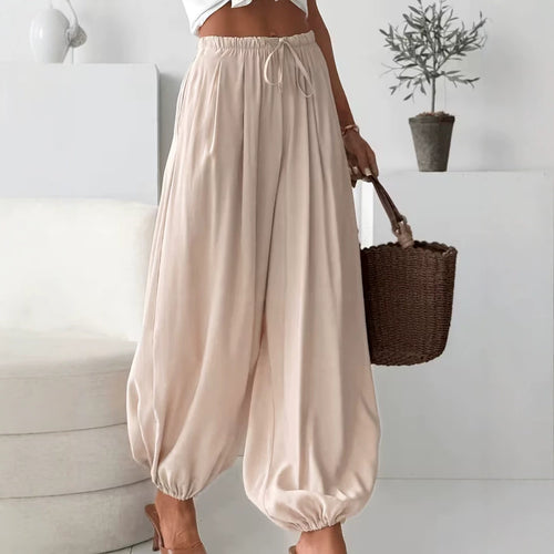 Womens Summer Elastic-Waist Ankle-Length Pants - Trendy Comfort