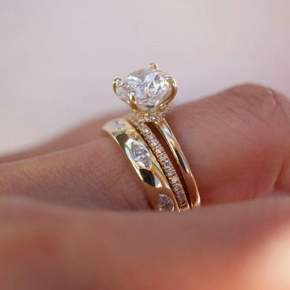 Micro-paved Zircon Ring Set - Stunning Beauty Gift Set
