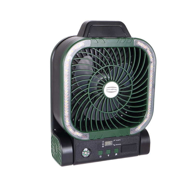 Compact Solar-Powered Camping Fan with USB Charging