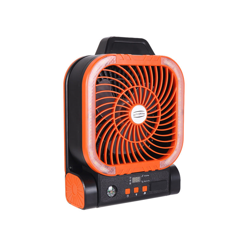 Compact Solar-Powered Camping Fan with USB Charging