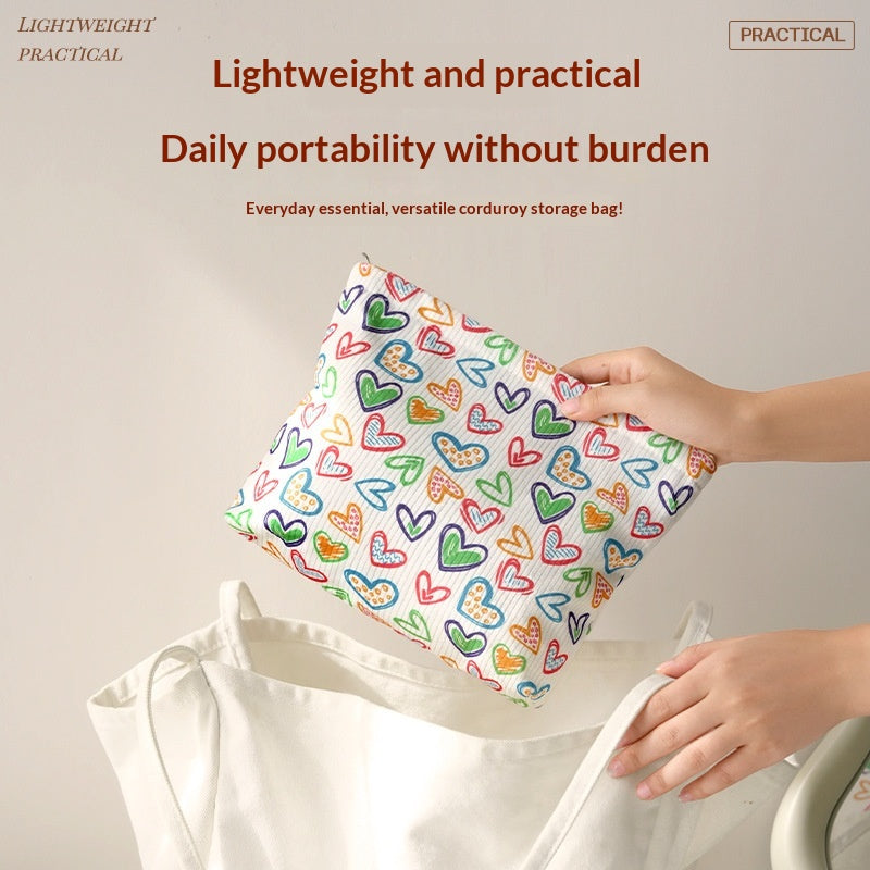 Stylish New Corduroy Clutch Cosmetic Bag for Women