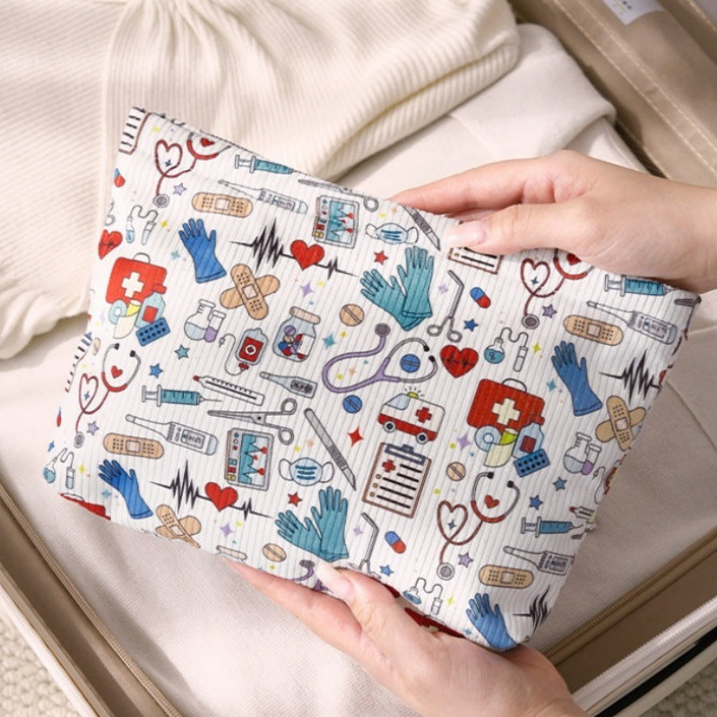 Stylish New Corduroy Clutch Cosmetic Bag for Women