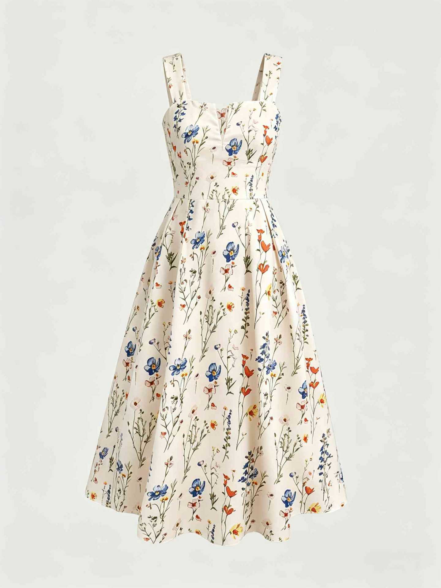 Elegant Long Cable-knit Dress with Floral Print