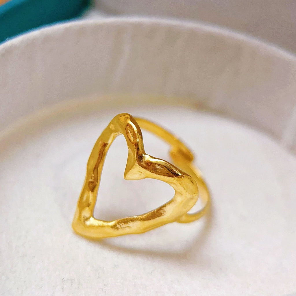 Stainless Steel Heart-shaped Ring for Women - Trendy Accessory