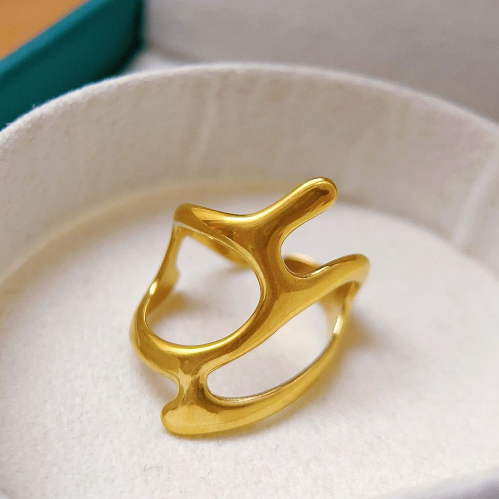 Stainless Steel Heart-shaped Ring for Women - Trendy Accessory
