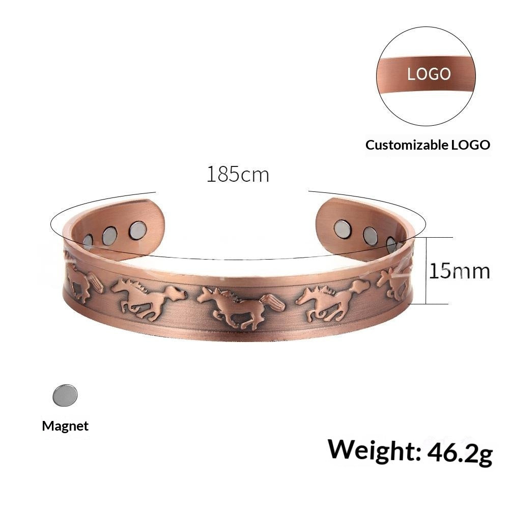 Small Horse Pure Copper Magnet Bracelet and Ring - Stylish Accessory