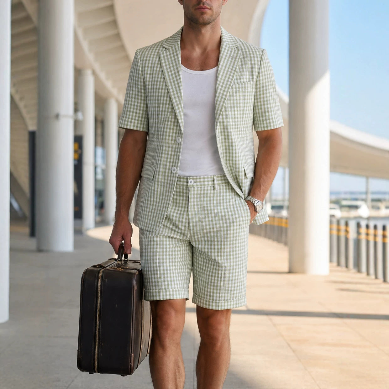 Mens Light Business-Casual Suit Set for Effortless Style