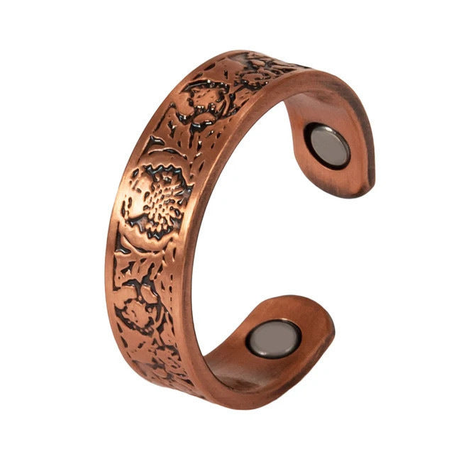 Bright Red Magnetic Vintage Open Adjustable Ring