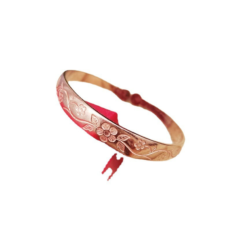 Handmade Brass and Copper Fu Character Garlic-head Bracelet
