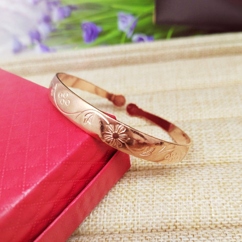 Handmade Brass and Copper Fu Character Garlic-head Bracelet