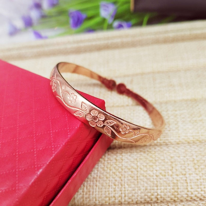 Handmade Brass and Copper Fu Character Garlic-head Bracelet