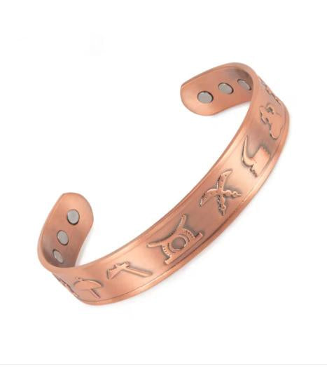 Retro Totem Magnet Red Copper Bracelet for Style & Wellness