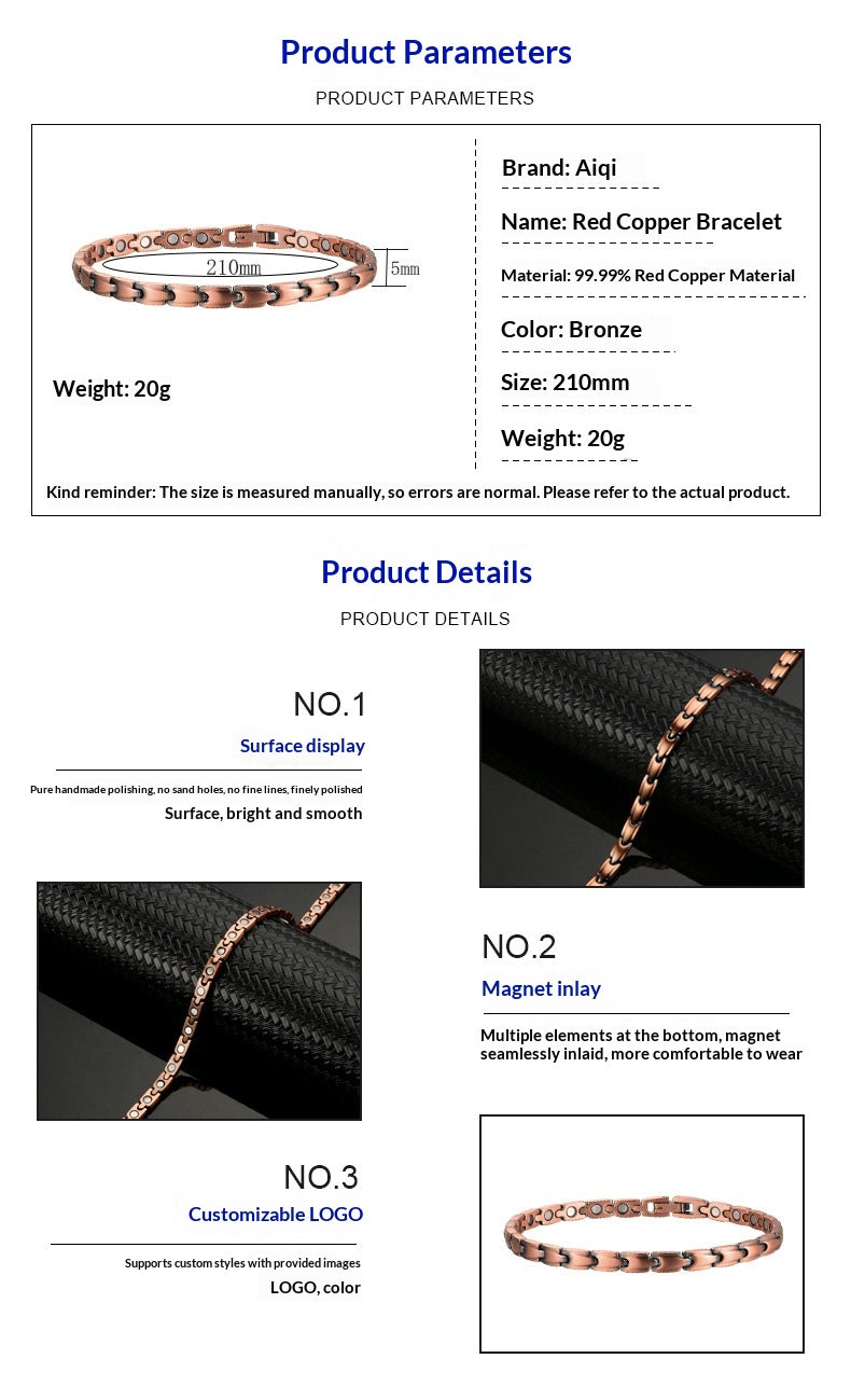 Womens Red Copper Magnetic Bracelet for Style & Wellness