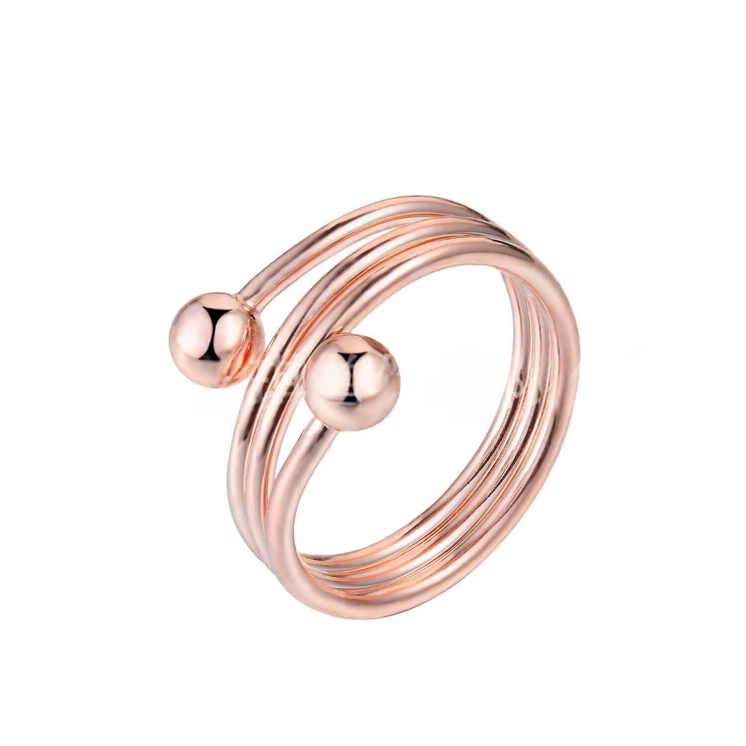 Red Copper Multi-layer Cross-round Bead Ring for Trendy Style