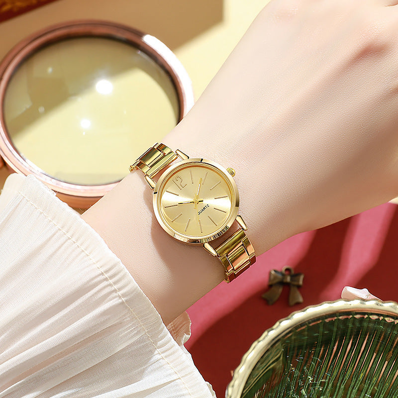 Womens Gold-Plated Steel-Strap Quartz Watch - Stylish & Durable