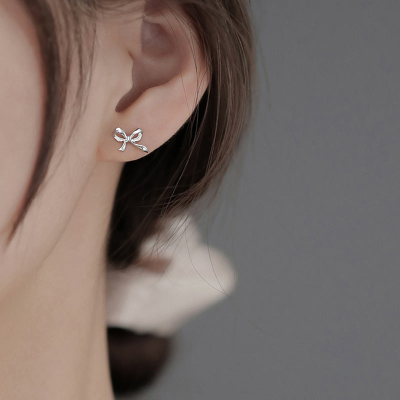 Minimalist Cool-style Bow Stud Earrings for Women