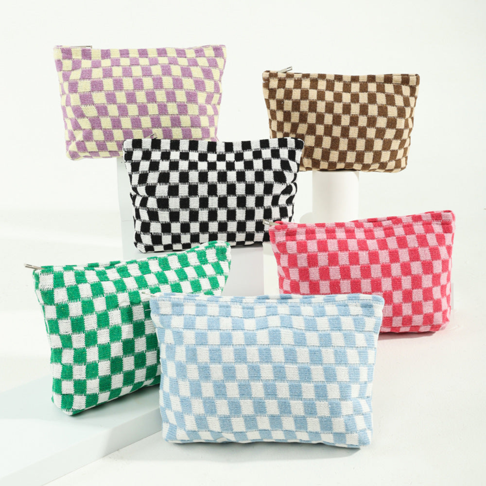 Large-capacity Yarn Checkerboard Makeup Bag | Toiletry Bag