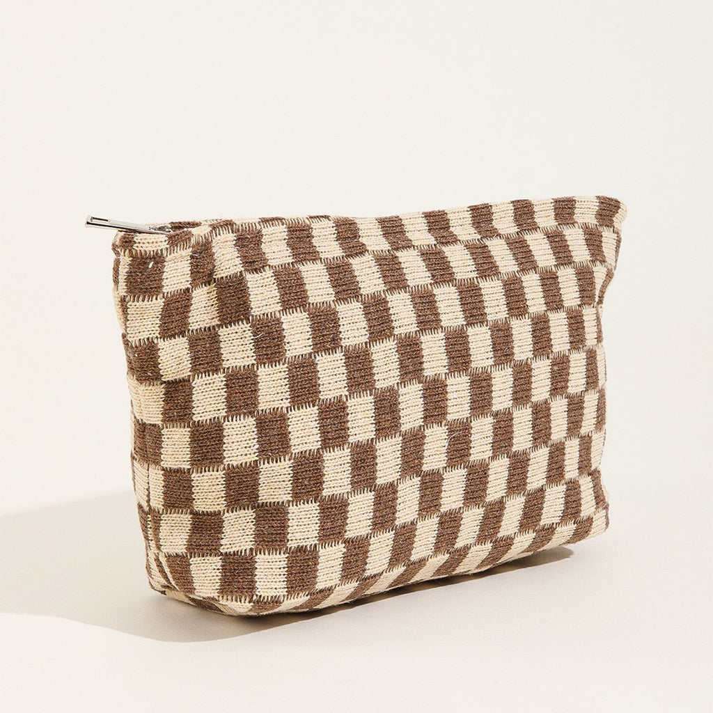 Large-capacity Yarn Checkerboard Makeup Bag | Toiletry Bag